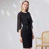 EITIE爱特爱时尚网纱斗篷修身OL通勤黑色连衣裙显瘦优雅夏新款B07162 商品缩略图1