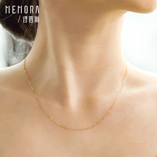 18k金闪O链女玫瑰金彩金素金链经典百搭锁骨链O字链MEMORA诗普琳KNE02504、KNE02505（线上专供） 商品图4