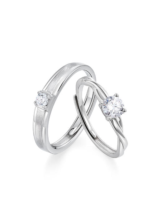 卡蒂罗KADER 耀眼心动 原创设计开口可调节一对 轻奢小众设计浪漫 甜蜜饰爱 S925银/足银999 戒指 男女同款情侣款 银白色 商品图5