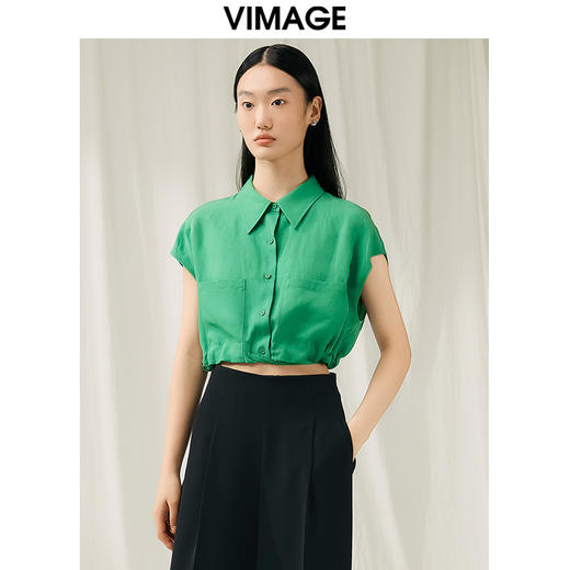 VIMAGE纬漫纪夏季新款百搭小众设计短款衬衣衬衫V1909514 商品图3