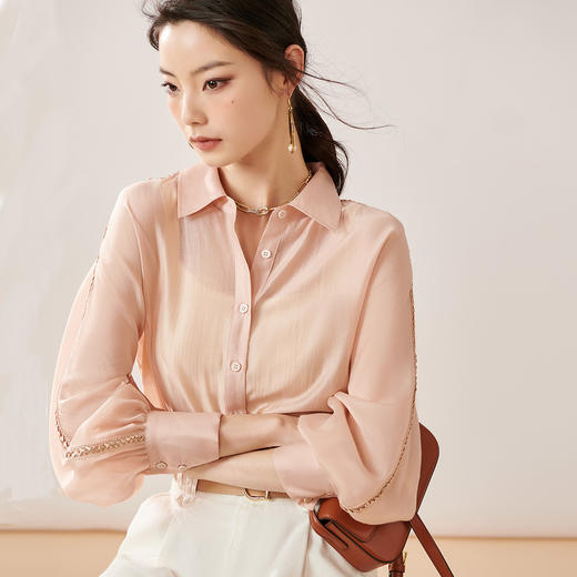 剩L/XL 芳外【莱赛尔轻薄防晒衬衫】2025夏季新款微透小性感女式衬衫 商品图2