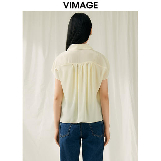 VIMAGE纬漫纪夏季新款翻领显瘦透气衬衫上衣V1909508 商品图4