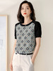 【2XL预售7天】米思阳2026夏季新款时尚几何印花拼接真丝T恤短袖休闲上衣女1627/1194 商品缩略图1