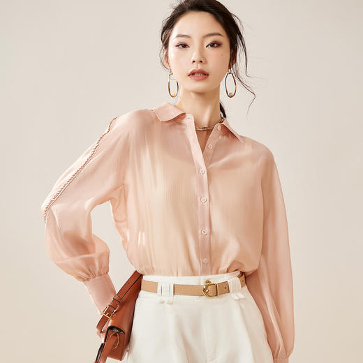 剩L/XL 芳外【莱赛尔轻薄防晒衬衫】2025夏季新款微透小性感女式衬衫 商品图5