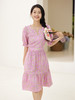 纯棉印花V领泡泡袖连衣裙 商品缩略图4