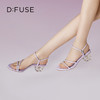 DFuse迪芙斯夏季新款圆头一字细带花形水晶跟凉鞋DF32115336 商品缩略图8