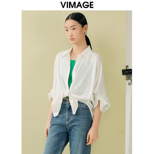 VIMAGE纬漫纪夏季新款百搭宽松透气休闲衬衣衬衫V1909516 商品图3