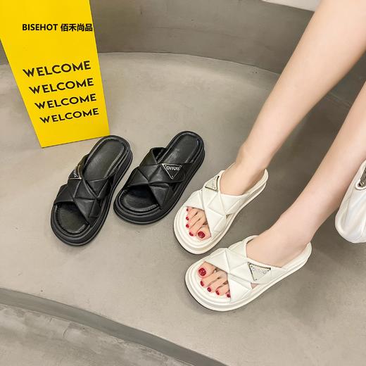 新品百搭松糕底交叉带拖鞋949B32564 商品图1