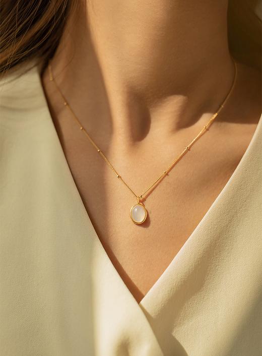 Oflye潮流饰品 S925银天然玉水项链女新款时尚简约轻奢锁骨链小众设计 商品图0