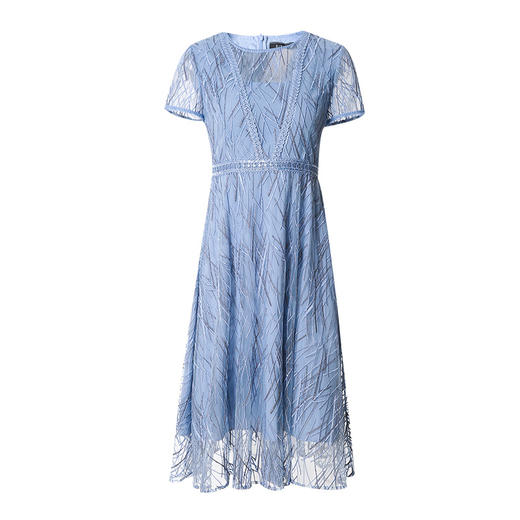 EITIE爱特爱夏季新款优雅修身显瘦蕾丝拼接连衣裙女7007720 商品图5