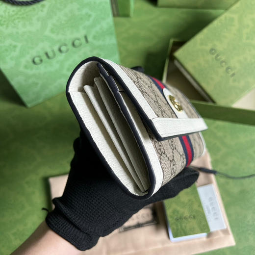 Gucci白色老花长款钱包 商品图3