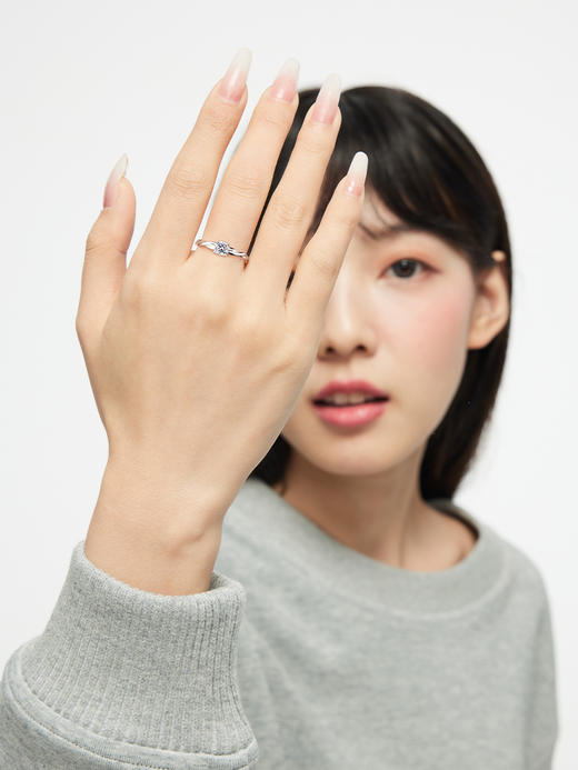 卡蒂罗KADER 耀眼心动 原创设计开口可调节一对 轻奢小众设计浪漫 甜蜜饰爱 S925银/足银999 戒指 男女同款情侣款 银白色 商品图2