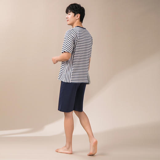 康妮雅睡衣男款夏季短袖短裤套头套装 商品图4