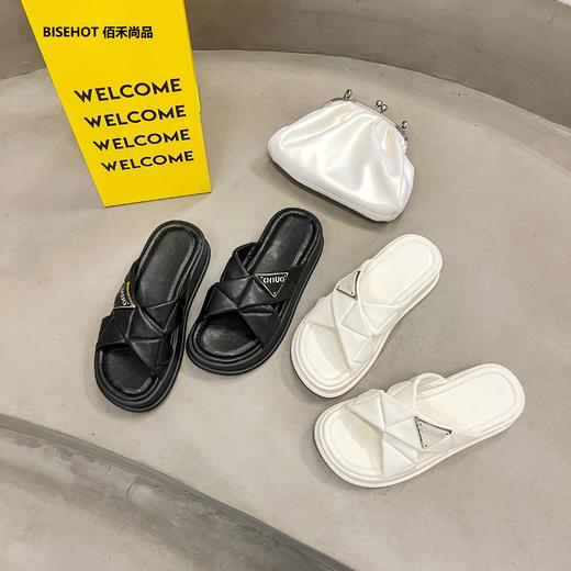新品百搭松糕底交叉带拖鞋949B32564 商品图4