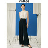 VIMAGE纬漫纪夏季新款高腰阔腿裤通勤宽松百搭纯色裤V1905526 商品缩略图1