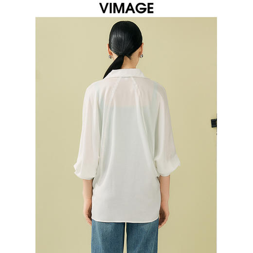 VIMAGE纬漫纪夏季新款百搭宽松透气休闲衬衣衬衫V1909516 商品图4