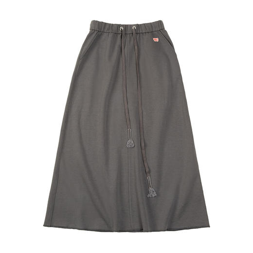 马登女装 日系复古抽绳半身长裙高腰A字裙中长款休闲慵懒卫衣裙夏 商品图6