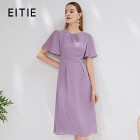 EITIE爱特爱温柔优雅紫色收腰连衣裙气质显瘦法式通勤夏季新款B07158