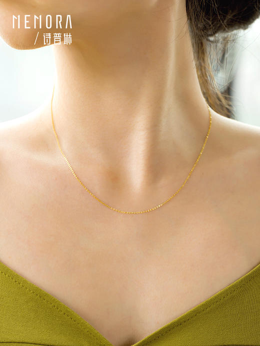 18k金闪O链女玫瑰金彩金素金链经典百搭锁骨链O字链MEMORA诗普琳KNE02504、KNE02505（线上专供） 商品图3