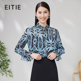 EITIE爱特爱夏季新款几何印花显瘦衬衣上衣7009714衬衣