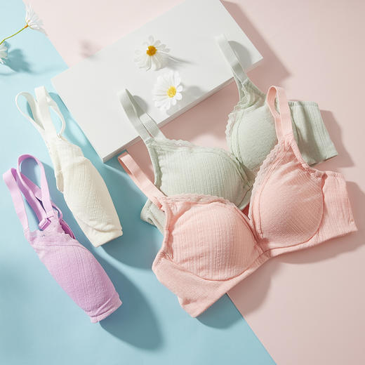 都市丽人聚拢升杯内衣A中厚B薄3/4杯罗纹文胸三排无钢圈LB31Z5 商品图0