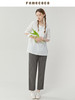 Famecoco范可儿白色裤子女夏季薄款休闲百搭直筒裤小个子FAB3GA019 商品缩略图3