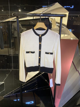 女士精纺羊绒小香风高腰开衫