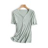 新款螺纹免烫白色V领短袖t恤女夏装内搭显瘦半袖钉扣莫代尔体恤衫_HLY 商品缩略图11
