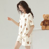 可人儿短袖短裤睡衣女夏季薄款休闲圆领小熊纯棉外穿家居服套装薄 商品缩略图1