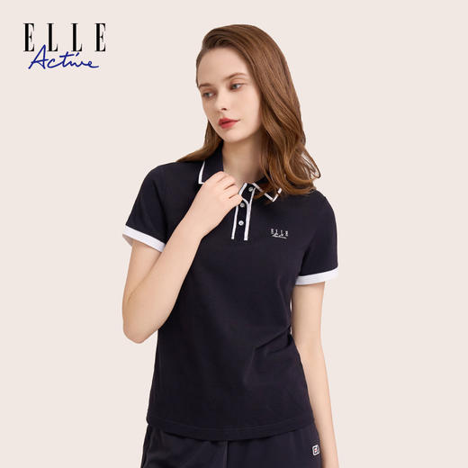 ELLE Active 女装休闲户外运动翻领POLO撞色短袖T恤 商品图3