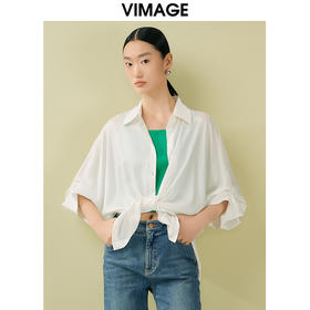 VIMAGE纬漫纪夏季新款百搭宽松透气休闲衬衣衬衫V1909516