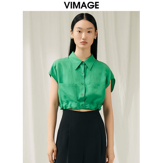 VIMAGE纬漫纪夏季新款百搭小众设计短款衬衣衬衫V1909514 商品图5