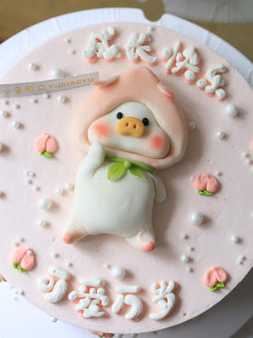 可爱屁桃猪（翻糖捏的猪）