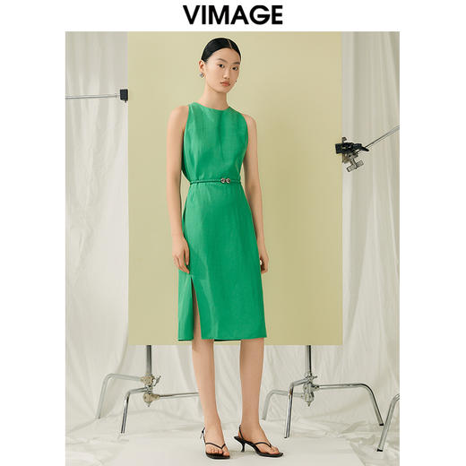 VIMAGE纬漫纪夏季新款气质收腰显瘦小众设计无袖连衣裙V1907523 商品图1