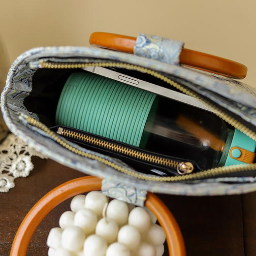 木柄圆环贝壳手提包，旗袍汉服古风包包JX-南山南 商品图3