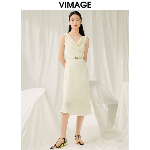 VIMAGE纬漫纪夏季新款气质收腰显瘦无袖连衣裙V1907521 商品图5