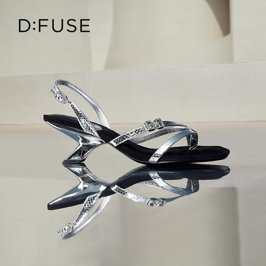 DFuse迪芙斯夏季新款方头夹趾沙滩鞋异形坡跟凉鞋DF32115352 商品图10