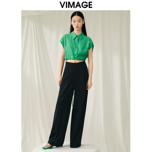 VIMAGE纬漫纪夏季新款百搭小众设计短款衬衣衬衫V1909514 商品图1