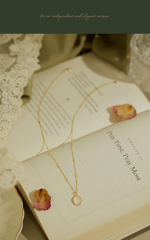 Oflye潮流饰品 S925银天然玉水项链女新款时尚简约轻奢锁骨链小众设计 商品图4