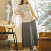 马登女装 日系复古抽绳半身长裙高腰A字裙中长款休闲慵懒卫衣裙夏 商品缩略图2