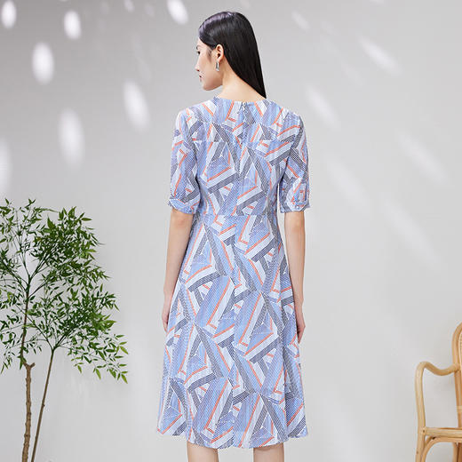 EITIE爱特爱夏季新款印花连衣裙时尚气质系带V领显瘦连衣裙7007734 商品图4