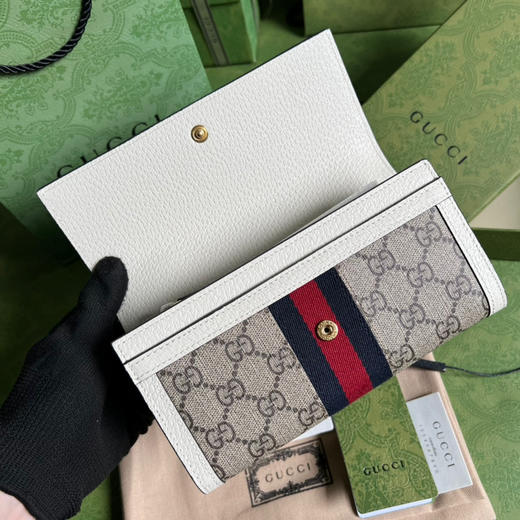Gucci白色老花长款钱包 商品图5