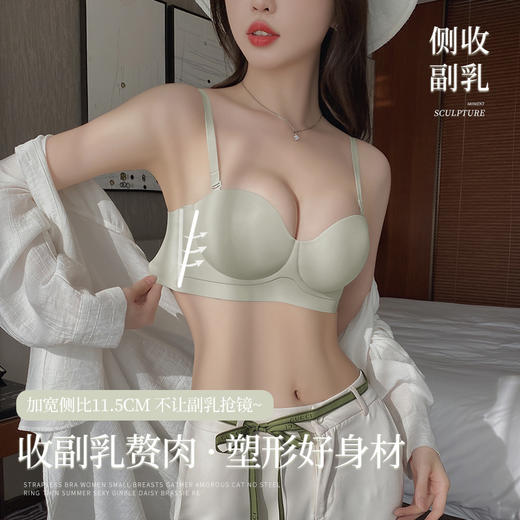 【夏日心动内衣 梦幻纯欲风！】无痕升杯小聚蛋内衣，半杯设计，3D立体圆球杯，零感软支撑，聚拢显大塑造撩人胸型，内侧防滑条设计无肩带两穿内衣Bra！ 商品图1
