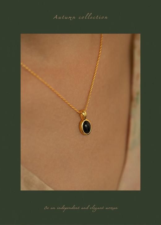 Oflye潮流饰品 黑玛瑙复古项链女新款轻奢风金属锁骨链女 商品图4