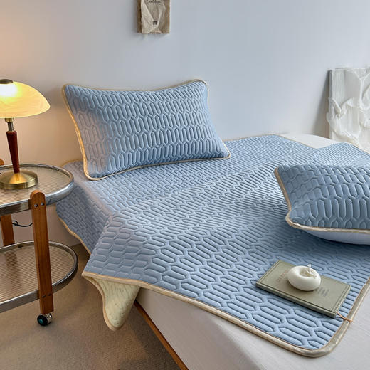 【乳胶凉席】乳胶凉席三件套6毫米乳胶冰丝凉席纯色夏凉感席（三件套） 商品图12