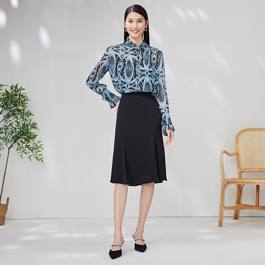 EITIE爱特爱夏季新款几何印花显瘦衬衣上衣7009714衬衣 商品图3