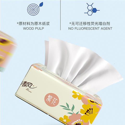 清风 | 繁花系列3层100抽软抽纸 12包装 商品图1