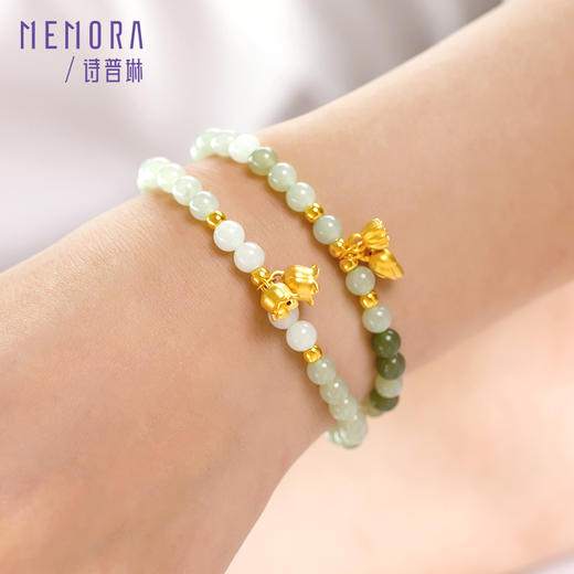 【积分抵值】两世欢黄金莲花和田玉手链铃兰花足金手串好事莲莲和田玉手饰送女友MEMORA诗普琳HBE07301、HBE07401（线上专供） 商品图2