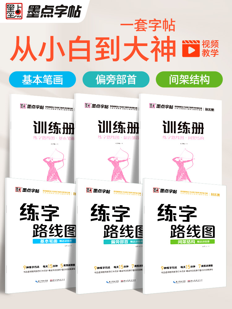 墨点字帖 练字路线图 楷书入门基础训练控笔训练成人女生字体练字笔画笔顺小学生