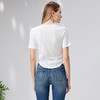EITIE爱特爱简约白色基础款抽绳收腰显瘦圆领T恤短款夏季新款B2313114 商品缩略图4